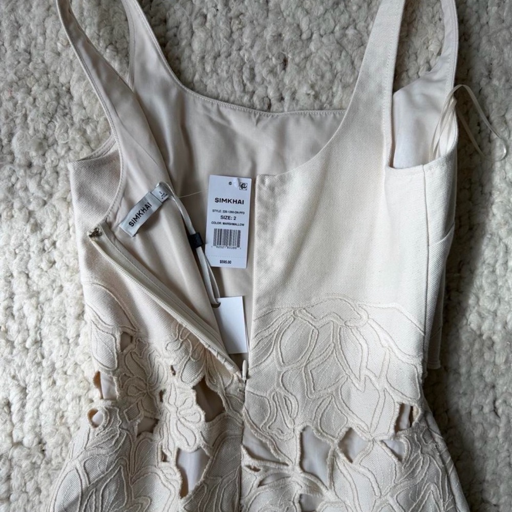 Simkhai Sleeveless Cream Lace Applique Mini Dress - Picture 2 of 3